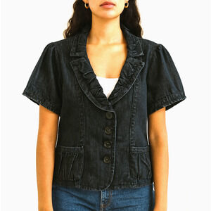 Cato Woman Denim‎ Top Jacket Women's 18/20 Heathered Black Office Wear Workwear